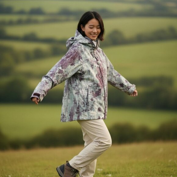 Oakley Loose Fit Blue Purple Camo Watercolor Ski Snowboard Multi Pocket Jacket - Picture 3 of 9